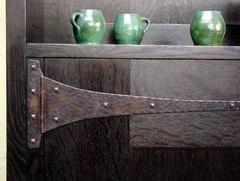 Close-up hand-hammered "true" strap hinge.